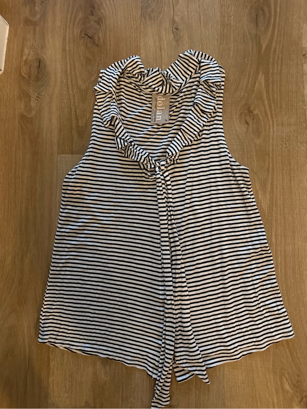 Anthropologie Black & White Striped Tie-Neck Sleeveless Camisole